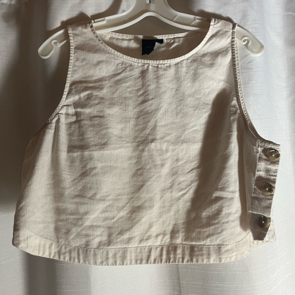 Alex Marie Cream Button-Detail Tank Top